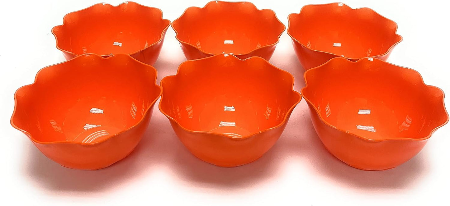 Mintra Home Reusable Bowls and Plates 6pk - Lotus Collection (Orange, Bowl 6pk - (5.5inW x 2.75inH))