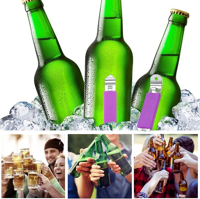 3 Pieces Magnetic Bottle Openers Can Opener Classic Beer Opener Stainless Steel Small Bottle Opener Can Tapper with Magnet for Camping and Traveling HANCELANT