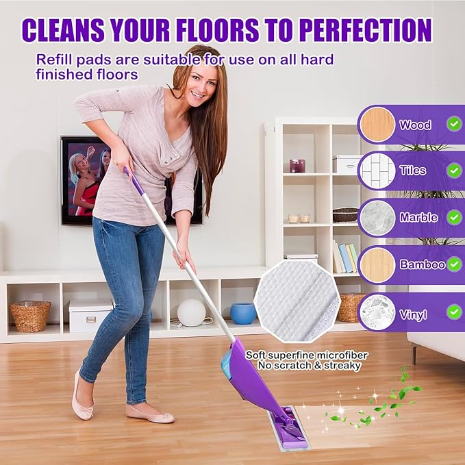 50 Pack Mop Pad Refills for Swiffer Wet Jet Mop Pads, Wet Jet Mopping Pads for Multi Surface Floor Cleaning, 4 Layers Thickened & Super Absorbent.