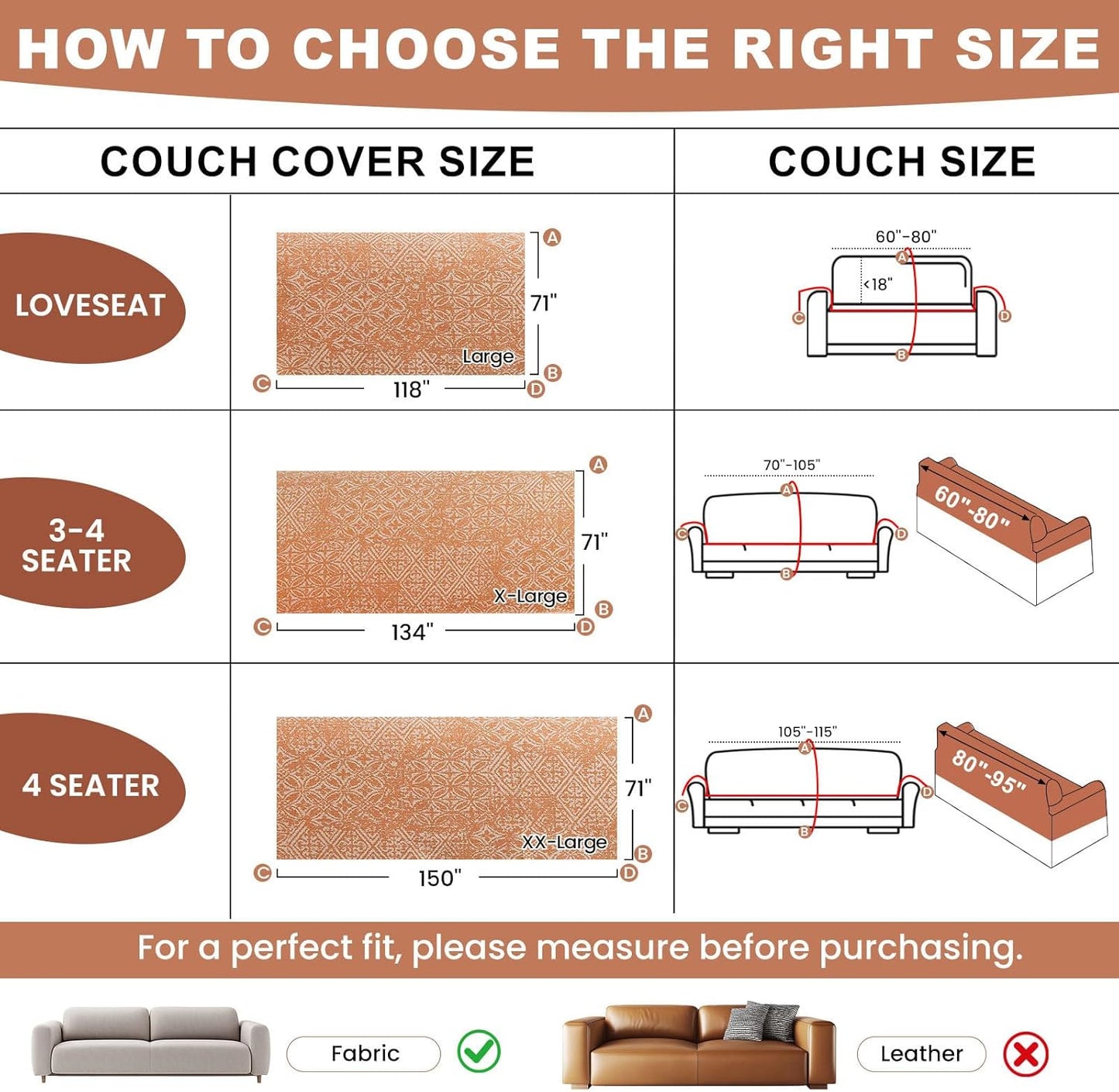 STACYPIK Boho Sofa Cover for Pets, Orange Geometric Couch Cover for 3 Cushion Sofa, Washable Dogs Protector for Living Room, Anti-Slip Sectional Covers for Loveseat with Tassel Throw Blanket-71X150IN