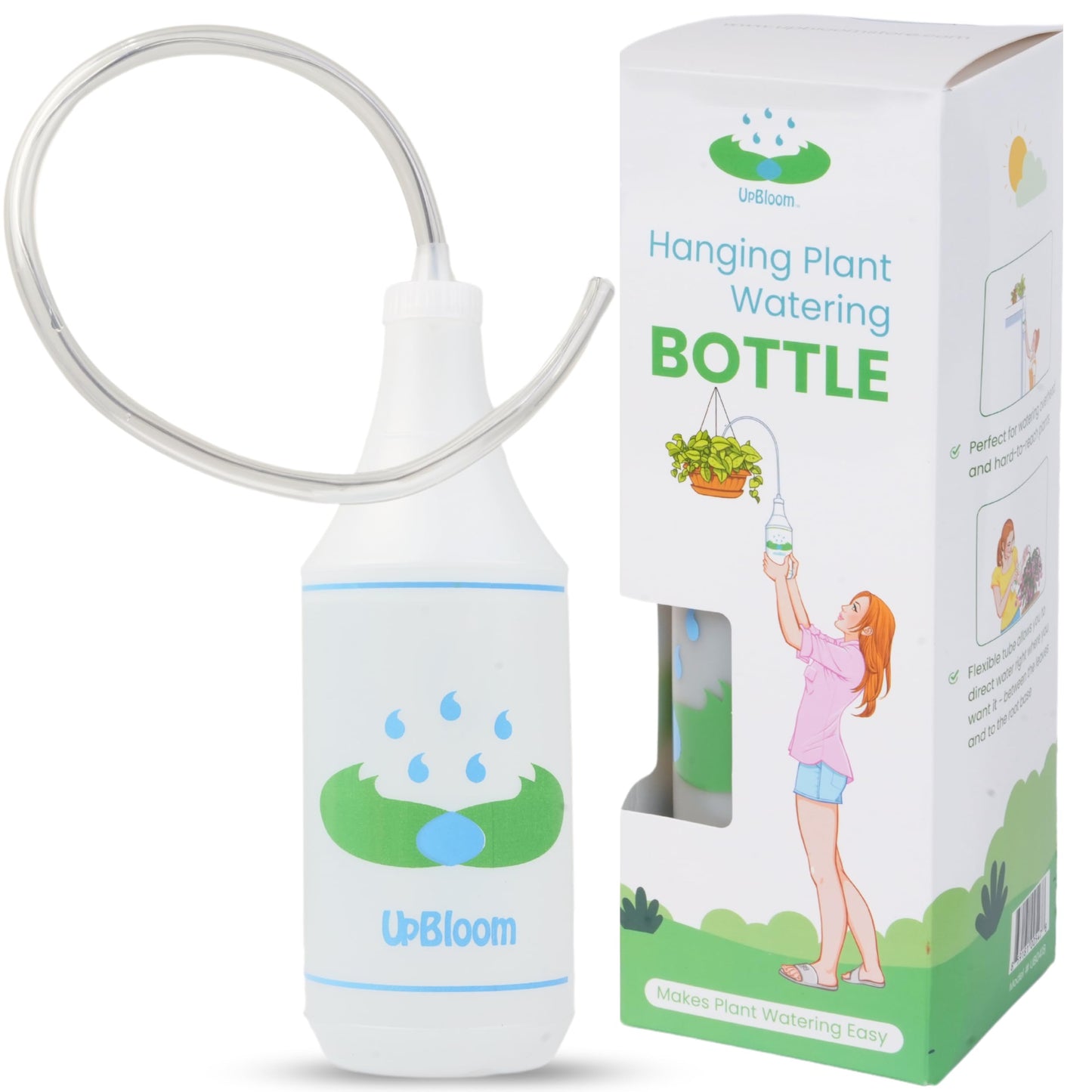 UpBloom - 32 Oz Squeeze Bottle for Hanging Plants, Squirt Bottle/Water Container for Outdoor/Indoor Hanging Plant Made in The USA (Great Alternative for Outdoor/Indoor Watering Can)