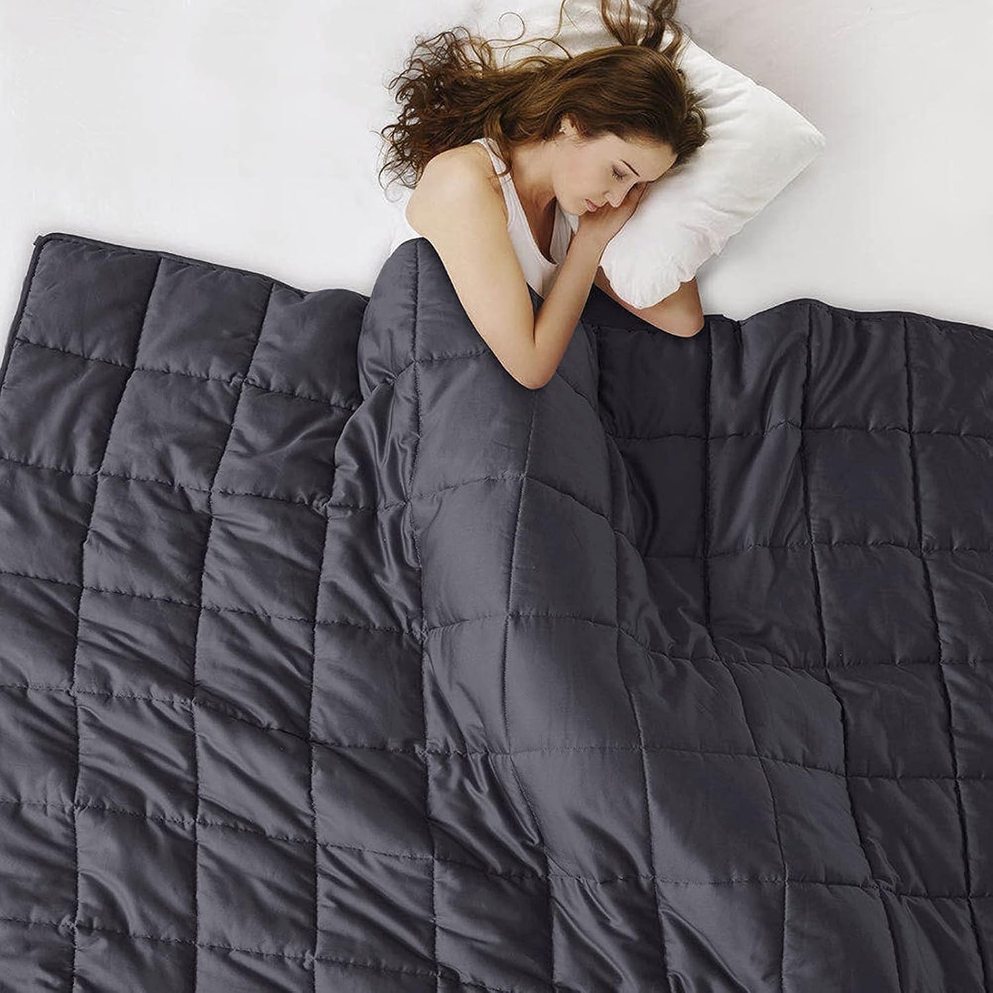 Weighted Blanket 17lbs 60"x80" Cooling Breathable Heavy Blanket Microfiber Material with Glass Beads Big Blanket for Adult All-Season Summer Fall Winter Soft Thick Comfort Blanket