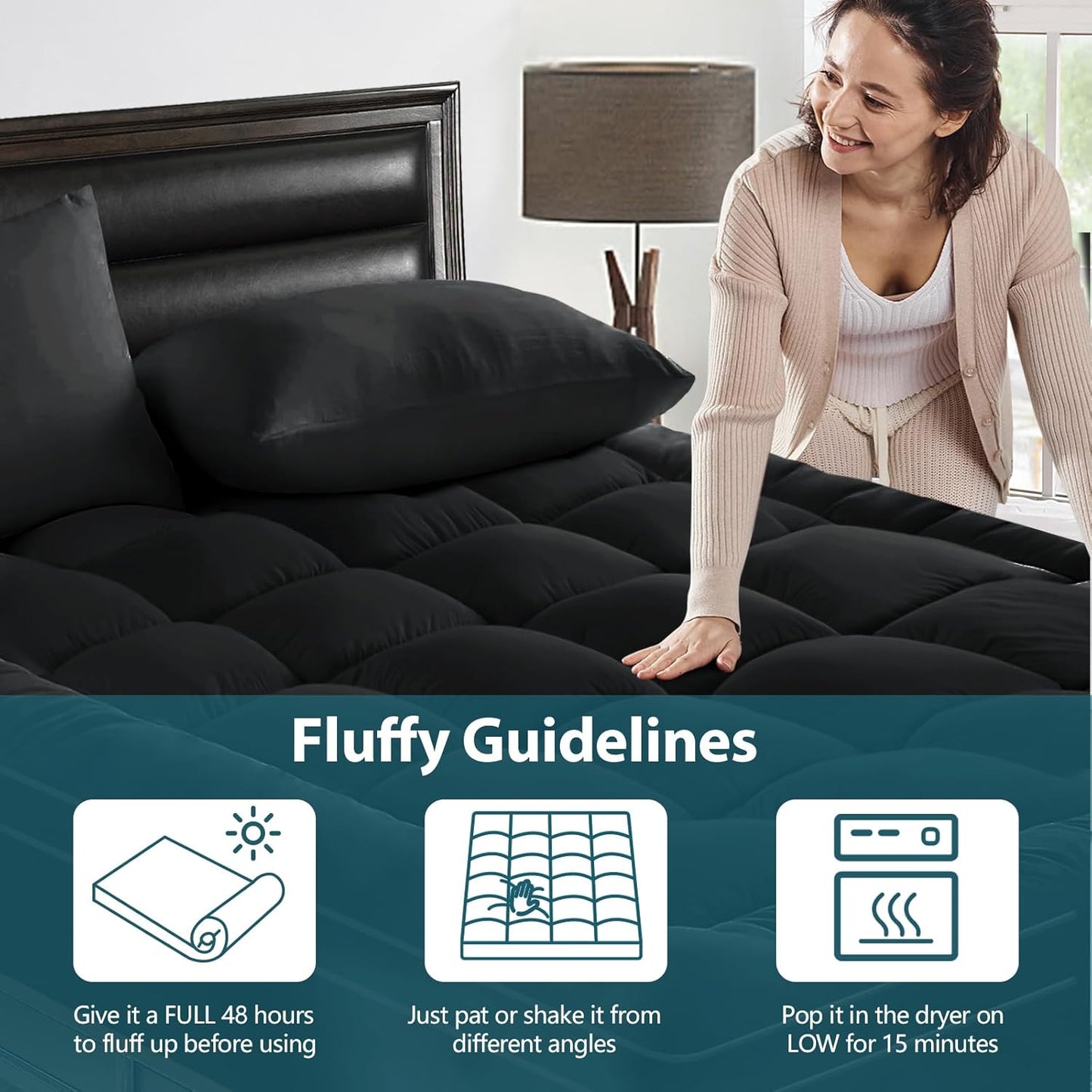 CYMULA King Size Mattress Topper - Extra Thick Cooling Mattress Pad Cover for Back Pain - Soft Mattress Protector Firm Bed Topper Pillow Top with 8-21 Inch Deep Pocket 3D Snow Down Alternative Fill