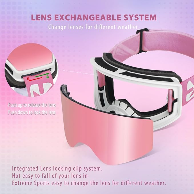 EXP VISION Ski/Snowboard Goggles Parent-child Snow Goggles Over Glasses for Men, Women Youth Kids