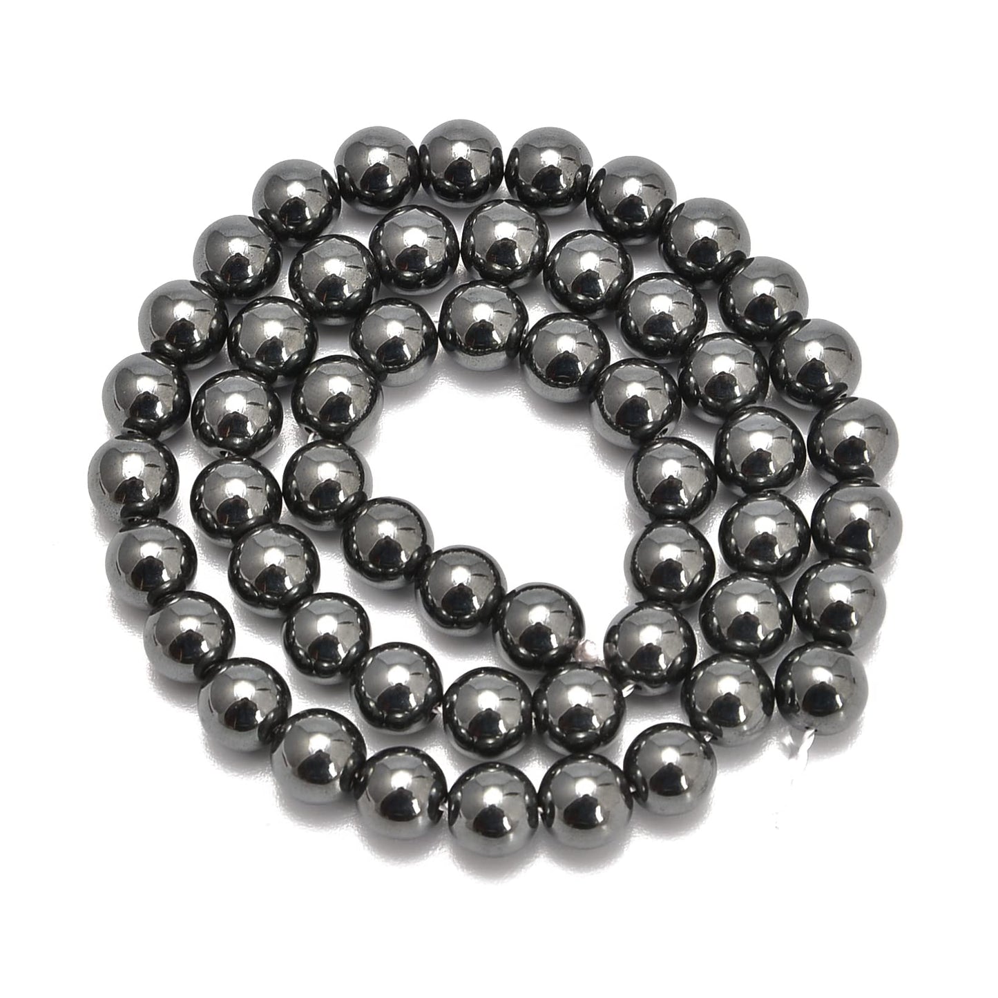 jodaying 10mm Grey Hematite Smooth Round Natural Gematone Loose Beads for Jewelry Making DIY Findings 1 Strand 15"