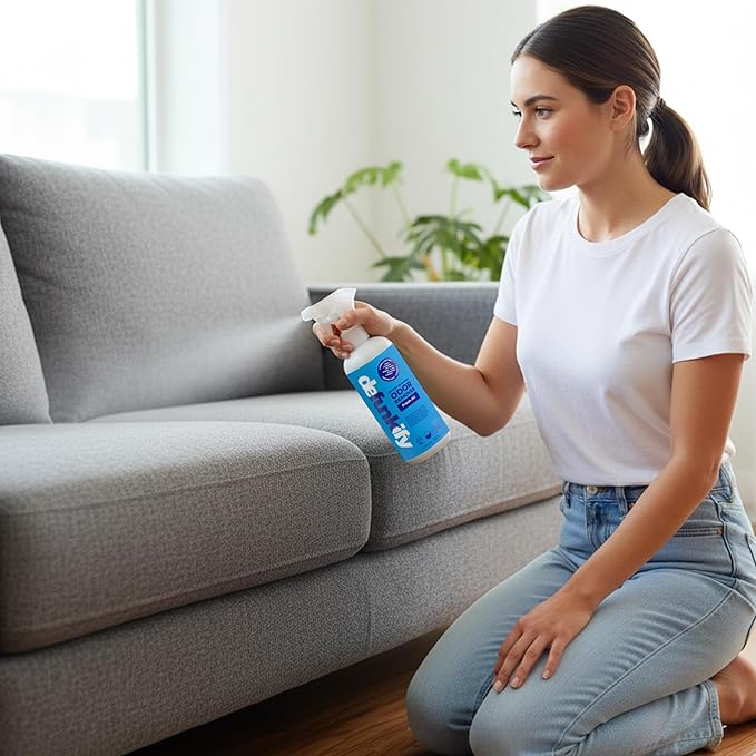Odor Remover Spray, 32oz. Clean, Crisp 'Fresh Air' Essential Oil Shoe Deodorizer, Odor Eliminator for Strong Odors on Activewear. ProvenSafe™ Fabric Freshener Spray, Deodorizer for Sensitive Gear