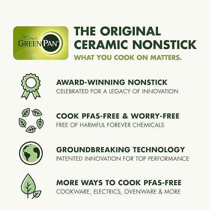 GreenPan Nonstick Reserve Pro 10” & 12” Frying Pan Set, NSF Certified Ceramic, Hard Anodized PFAS-Free Skillets, Stainless Steel Handles, Oven & Dishwasher Safe, Glacier Blue