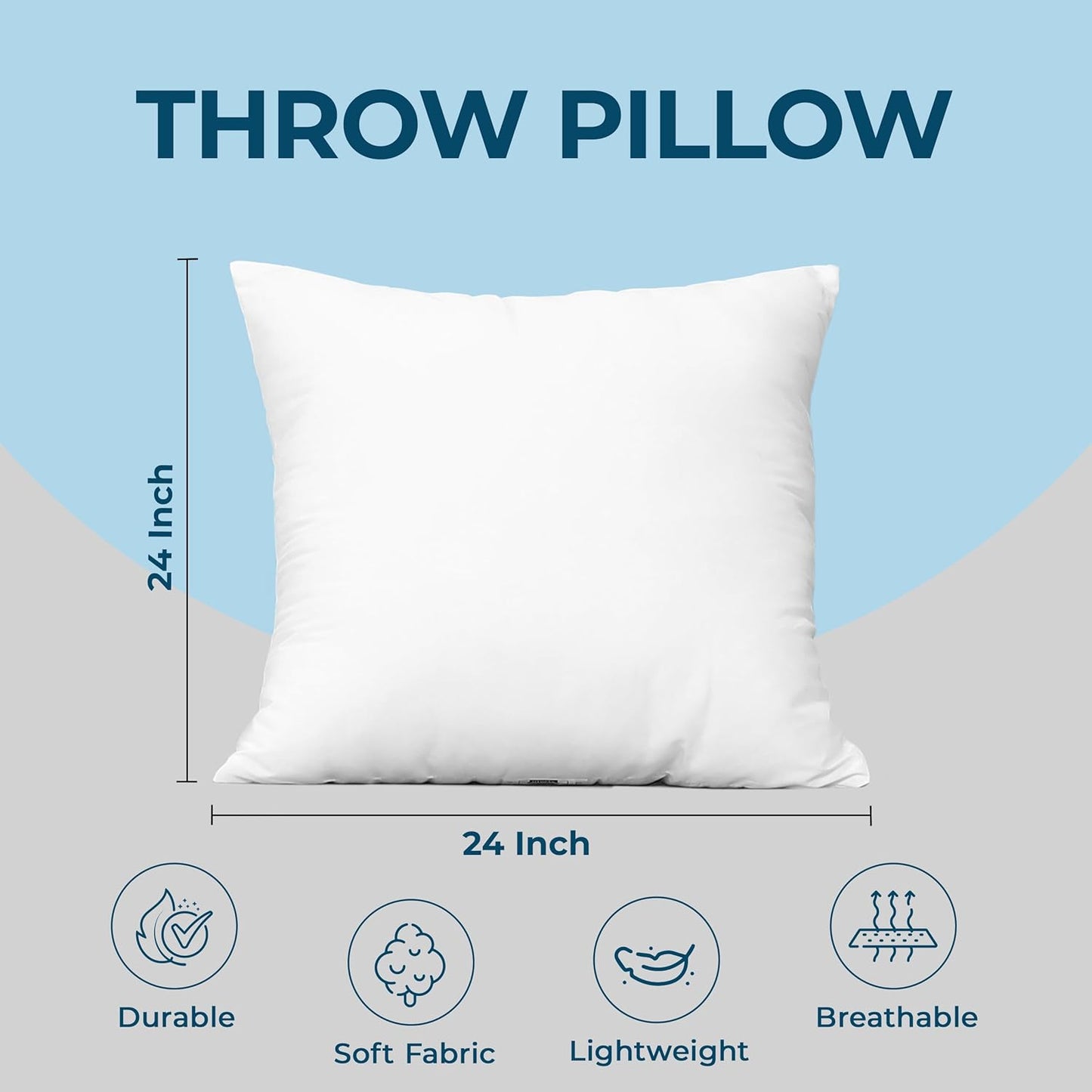 Utopia Bedding Throw Pillows (Set of 4, White), 24 x 24 Inches Pillows for Sofa, Bed and Couch Decorative Stuffer Pillows