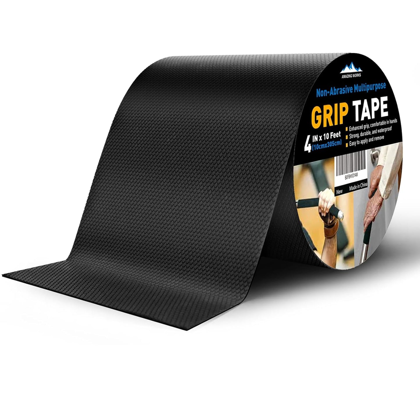 Rubber Grip Tape, 4 In x 10 Ft Non-Abrasive Grip tape for handles, Strong Adhesive Waterproof Heat Resistant Cushion grip, Comfortable in hands, perfect for handles, handlebars, or any slippery stuff