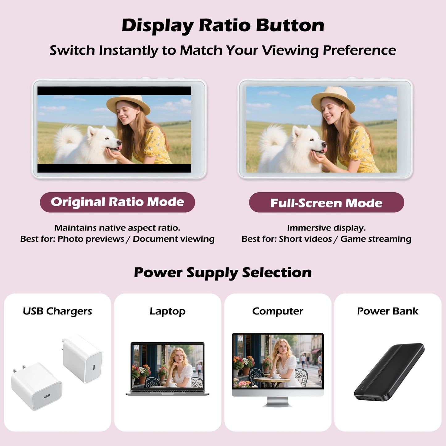 Peloni Phone-Monitor-Magnetic-Selfie-Screen-For-Iphone-Monitor-Back-Camera-Monitor Vlog-Screen Live-Stream-For-Tiktok 1080P Wire