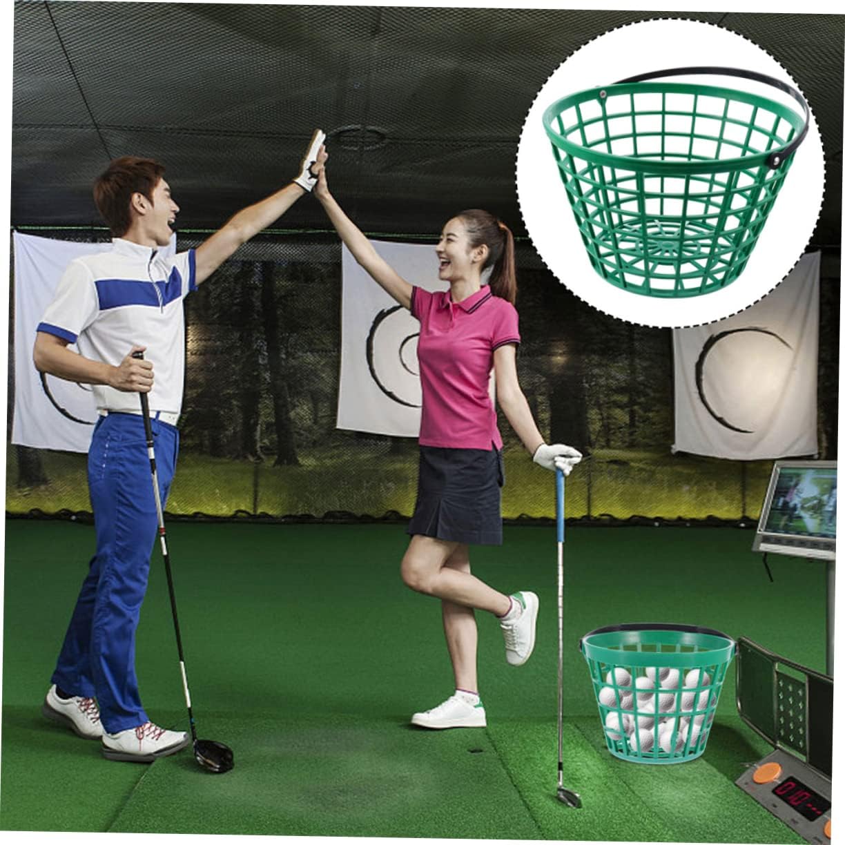 Portable Golf Ball Storage Basket Container with Handle for Outdoor Sports Practice Organizing Balls and