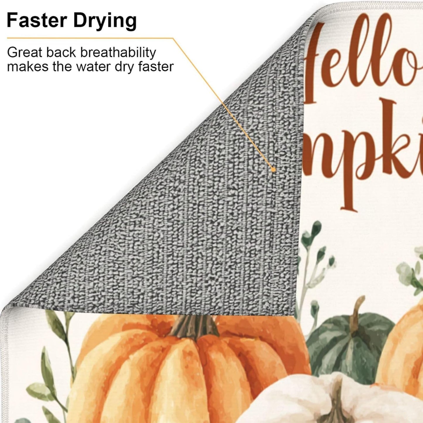 Dish Drying Mat Pumpkin Watercolor Fall Thanksgiving for Kitchen Counter Absorbent 16x18 Inch Microfiber Dishes Plate Glass Dry Draining Pad Reversible Washable