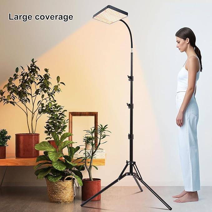 FECiDA 2026 Grow Lights with Stand, Standing Grow Lights for Indoor Plants, Bonsai Tree, 4/8/12/16/20H Timer, 25 Watt Power Draw, NO Need Adapter, Daisy Chain Function, 24"-64" Height Adjustable