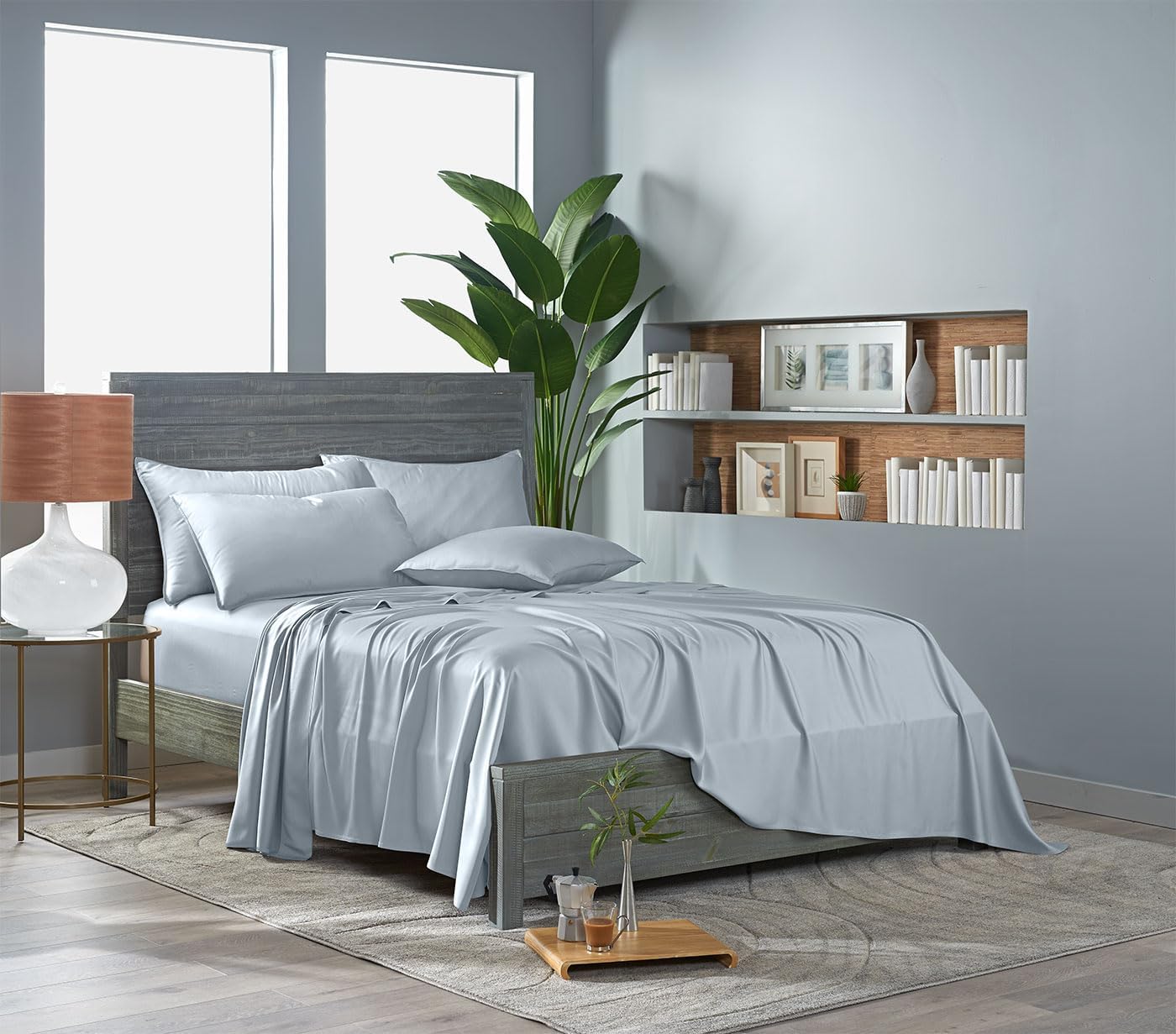 Pure Bamboo Twin Sheets, Genuine 100% Organic Viscose Derived from Bamboo Bed Sheet Set, Luxuriously Soft & Cooling, Double Stitching, Lifetime Quality Promise (Twin, Glacier)