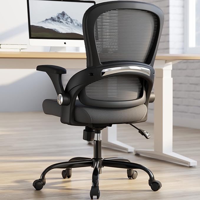TRALT Office Chair - Ergonomic Office Chair with Back Support, Home Office Desk Chairs, 330lbs Wide Seat Big and Tall Office Chairs, Comfy Desk Chair for Work, Study, Office, Gaming (Black Grey)