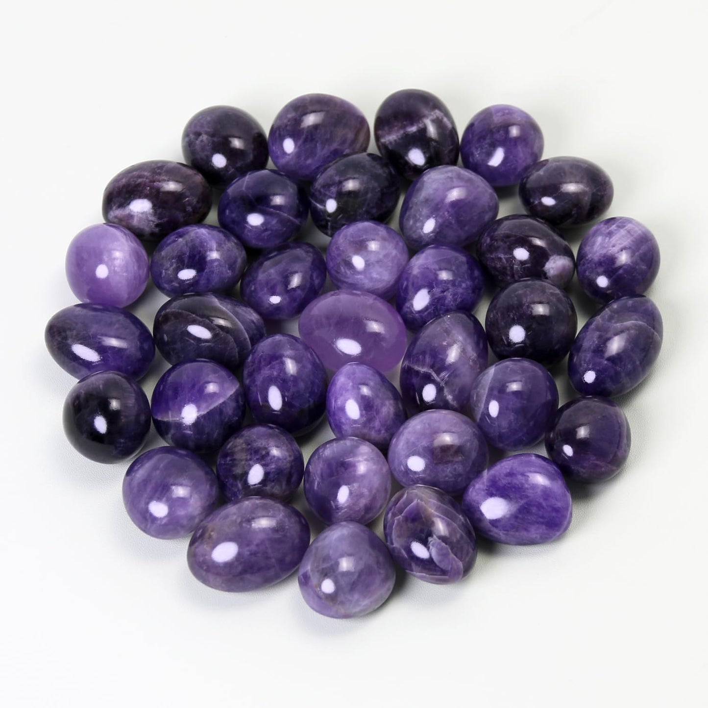 Tumbled Polished Natural Amethyst Stones, Crystals and Healing Stones Quartz Bulk for Wicca, Reiki, Healing Energy, Chakra Stones, Witchcraft Supplies(10Pcs)