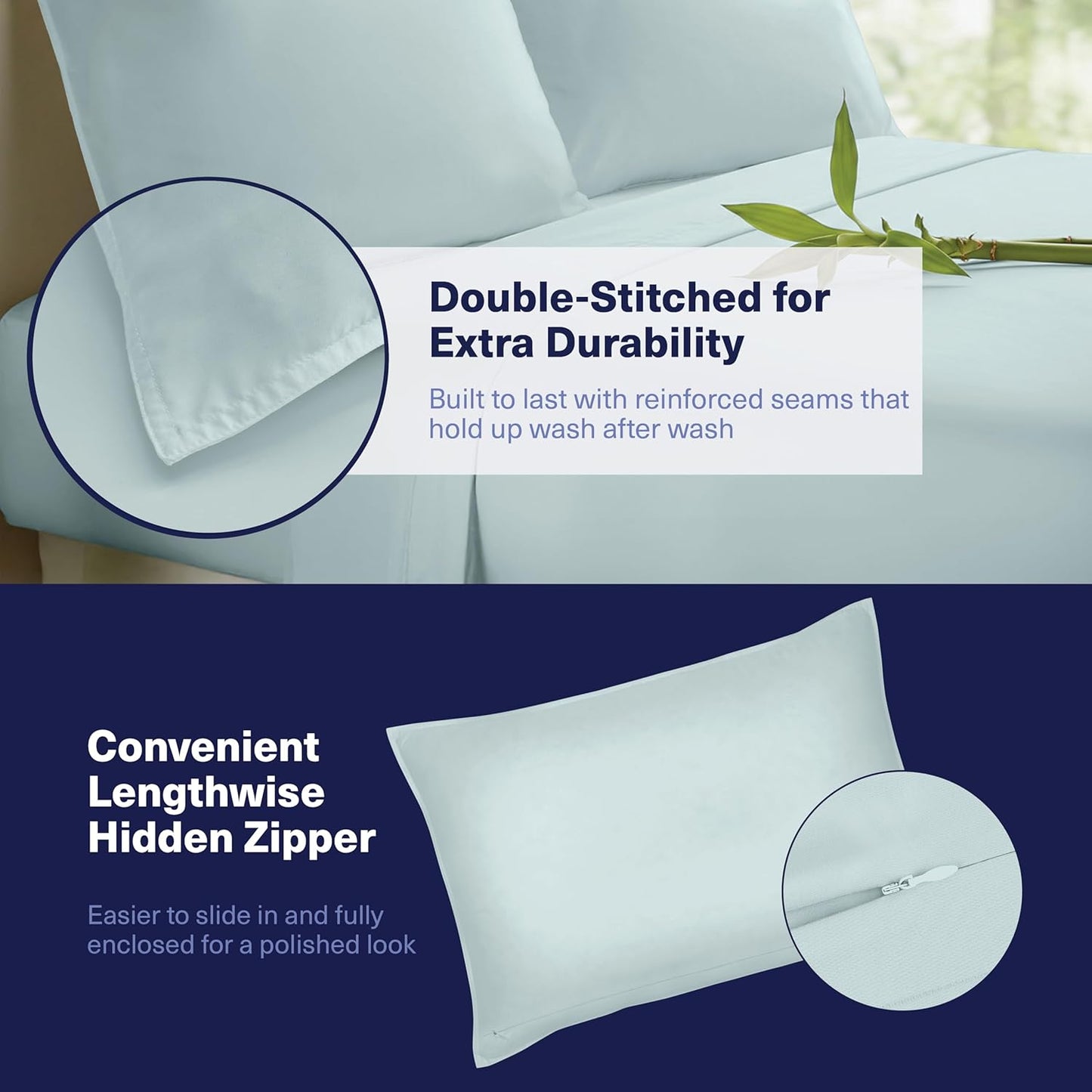 Kickoff Viscose Bamboo Sheets California King Size 4-pc 100% Organic Bamboo Viscose Bed Cooling Sheets Cal King Set Cool Bedding for hot Sleepers Sheet, Flat, Fitted, Pillowcases (Coastal Blue, CK)