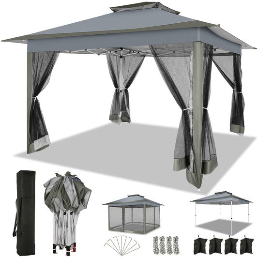 COBIZI 12x12 FT Pop up Gazebo on Clearance Outdoor pop up Canopy Tent,carpas para Patio, Shelter Tents with Netting & Portable Carry Bag, Patio Gazebos for Camping, Garden & Lawn, Darkgrey(Upgraded)