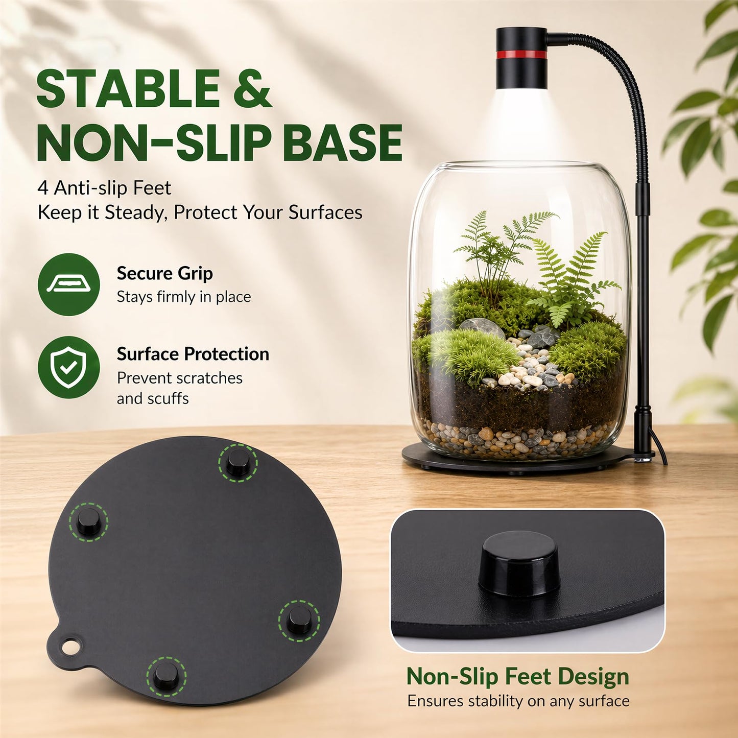 Yeeweek Glass Plant Terrarium with LED Grow Light(H:8.46" D:5.9"), Desktop Terrarium for Venus Fly Trap, Moss & Succulents, Borosilicate Indoor Planter for Home Office Decor