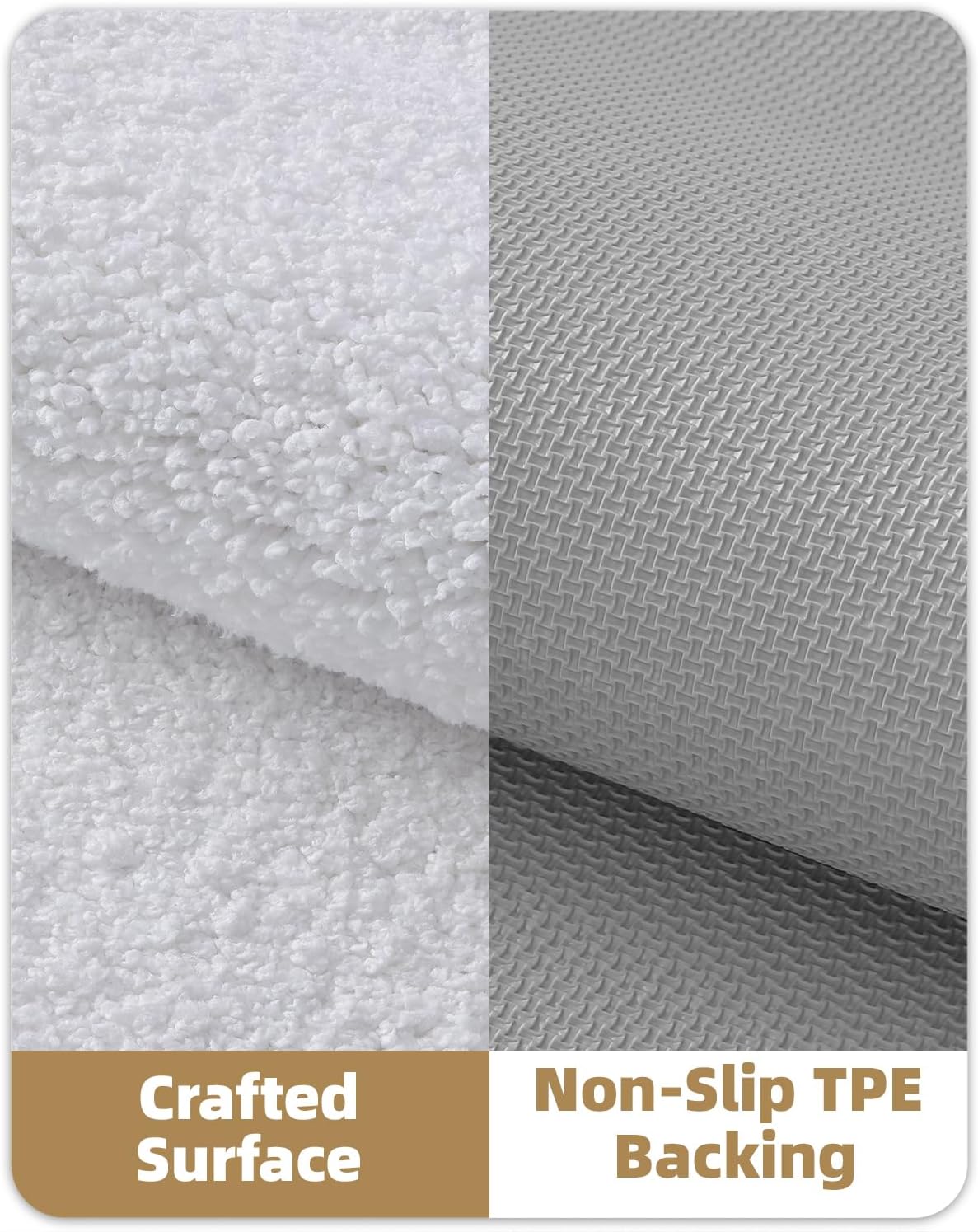 Color&Geometry Ultra Soft Plush Bathroom Rugs Non Slip Washable Bath Mat with Rubber Backing, Fluffy Absorbent Machine Carpet for Bathroom Floor, Tub and Shower, 24"x44", White