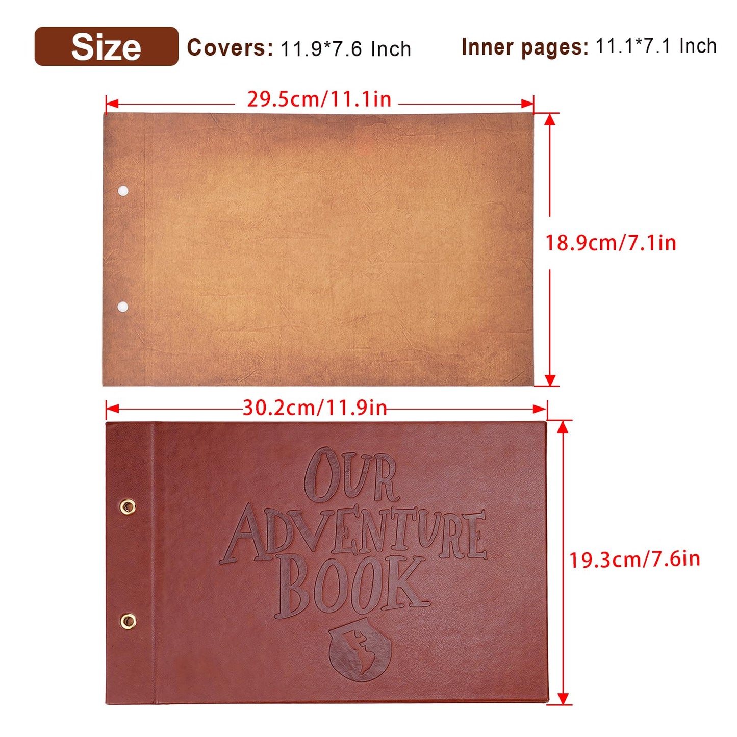 Adventure Book Scrapbook Photo Album 80 Pages Retro Leather Cover Memory Book with Luxury DIY Accessories Kit,Exquisite Box Gift Couples Weddings,Travelling,Christmas Day