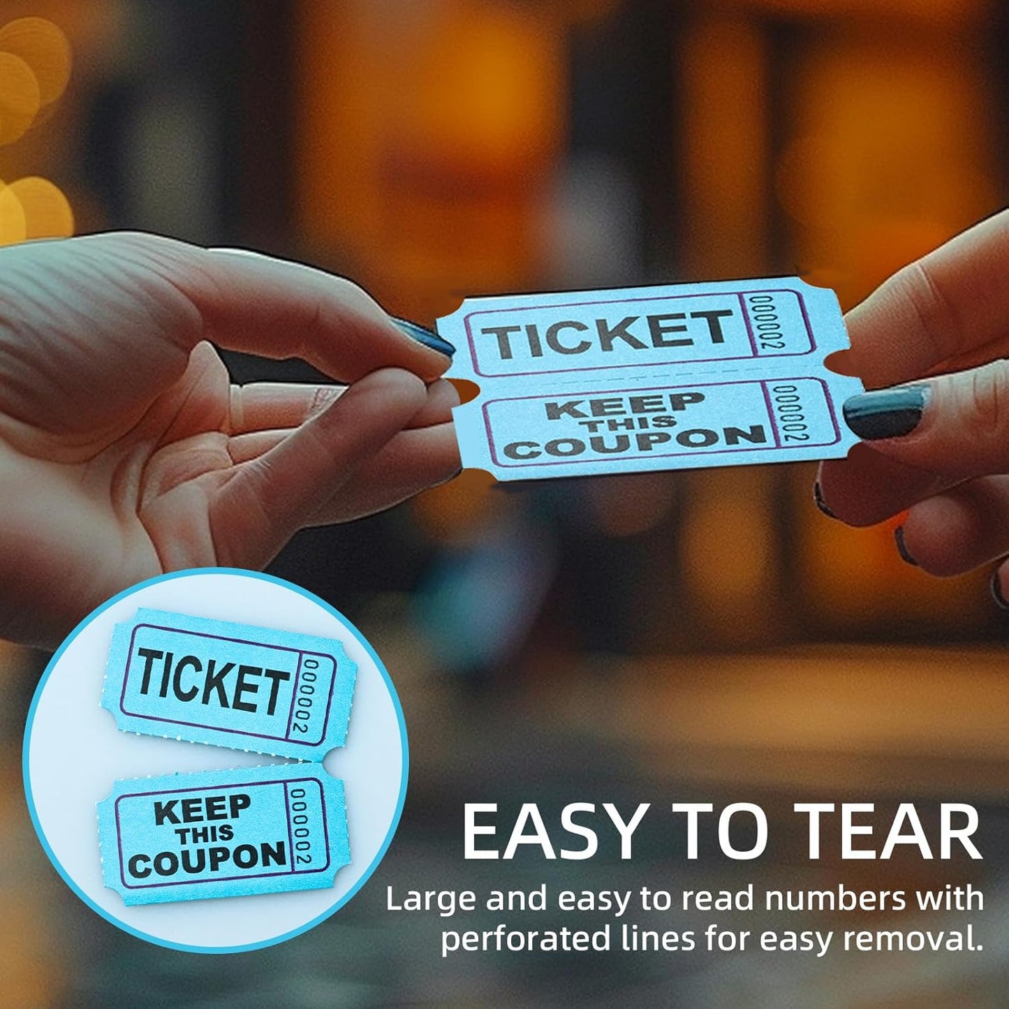 Raffle Tickets Roll - 2000 Tickets Double Roll for Fundraisers, Carnivals, Events - Durable Stub Design, Easy Tear & Organize(Yellow)