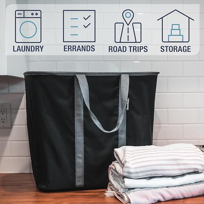 CleverMade Collapsible Laundry Caddy - Teal 2-Pack 64L - Foldable Storage Organization Container for Clothes Laundry Room Storage Solution