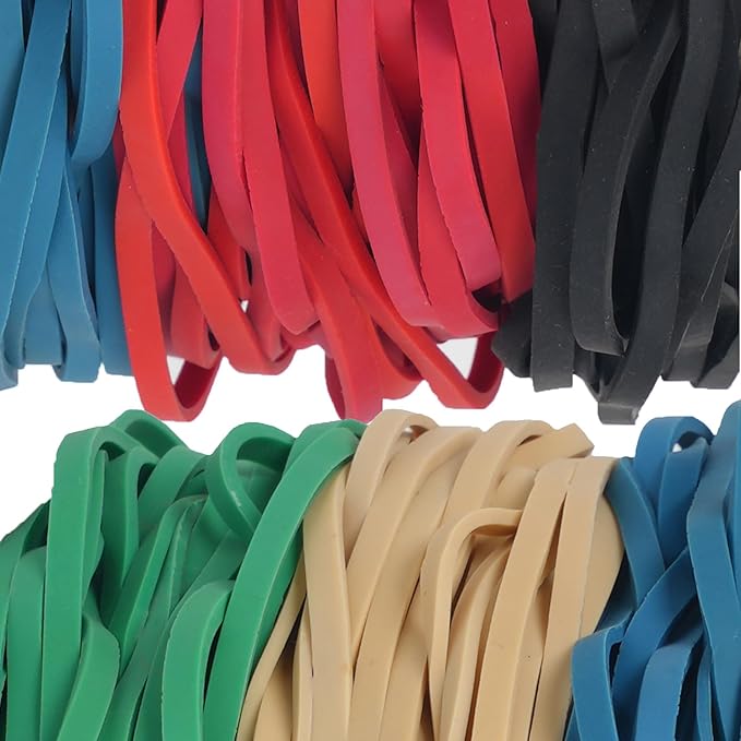 Rubber Bands Garbage Can Bands Elastic Large Size #117B 100 Pcs Trash Can Bands Elastics Bands 7 inch Assorted Color For Office Supplies Home