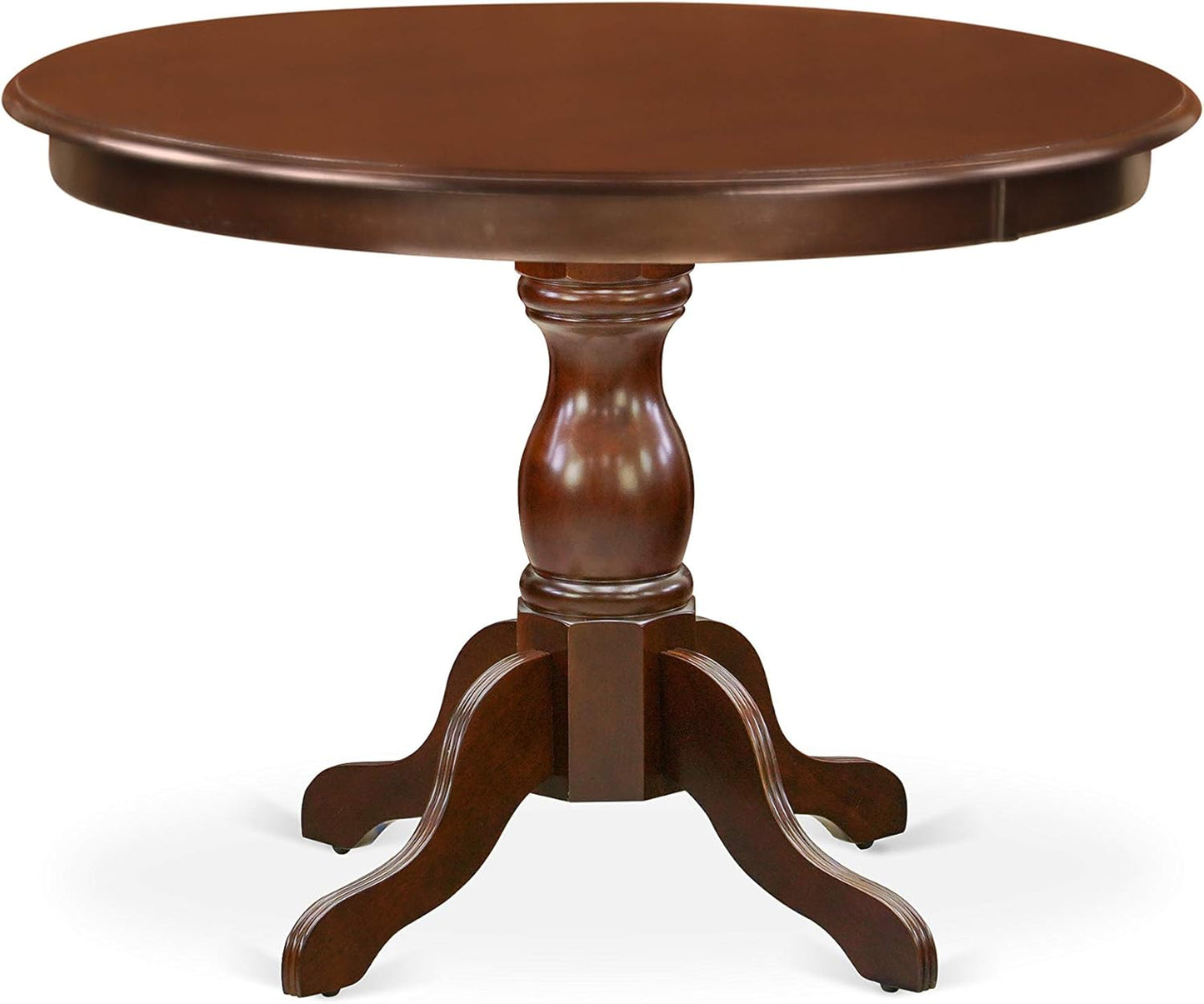 East West Furniture HBBO3-MAH-W 3 Piece Dining Room Table Set Contains a Round Kitchen Table with Pedestal and 2 Dining Chairs, 42x42 Inch, Mahogany