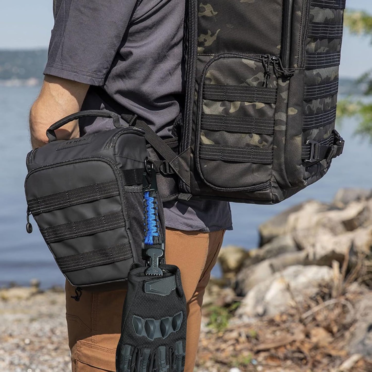 MELOTOUGH Glove Clips Tactical Glove Clip Paracord Work Glove Clip Holder with 2 Alligator Clips for Tactical Backpack,Tool Belt,Outdoor Accessory