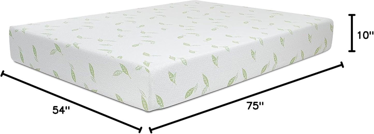 NapQueen Full Size, 10 Inch Anula Green Tea Infused Memory Foam Mattress, Bed in a Box, CertiPUR-US Certified Mattress