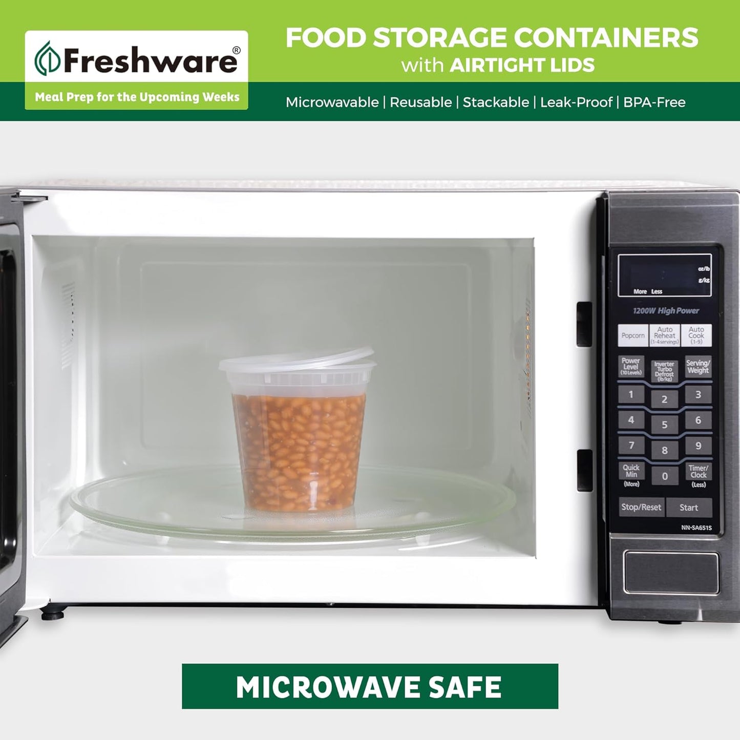 Freshware Food Storage Containers [240 Set] 24 oz Plastic Deli Containers with Lids, Slime, Soup, Meal Prep Containers | BPA Free | Stackable | Leakproof | Microwave/Dishwasher/Freezer Safe