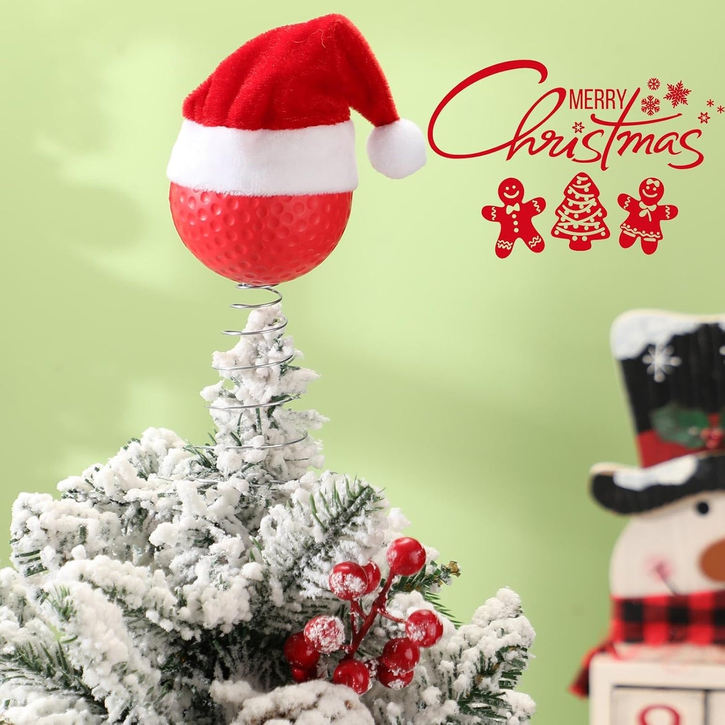 Soulchen 2.4 Inch Golf Christmas Tree Topper Ornament - Mini Tree Top Decor, Home Xmas Party & Tabletop Display - Gift for Men, Senior Fans, Players & Teams
