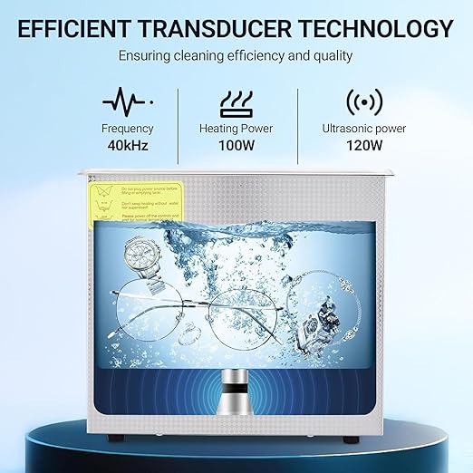 Industrial Heated Ultrasonic Cleaner & Sterilizer - 3.2L/0.85Gal 120W 40kHz with Timer for Medical, Automotive, Jewelry Tools | Dental Equipment, Carburetors, Auto Parts