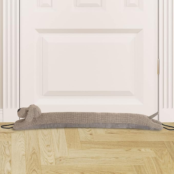 Marwood Under Door Draft Stopper Decorative Wind Stopper 30 inch for Door & Window, Weighted Animal Air Draft Stopper Snake Noise Blocker for Bottom of Door with Hanging Loops -Brown Dog