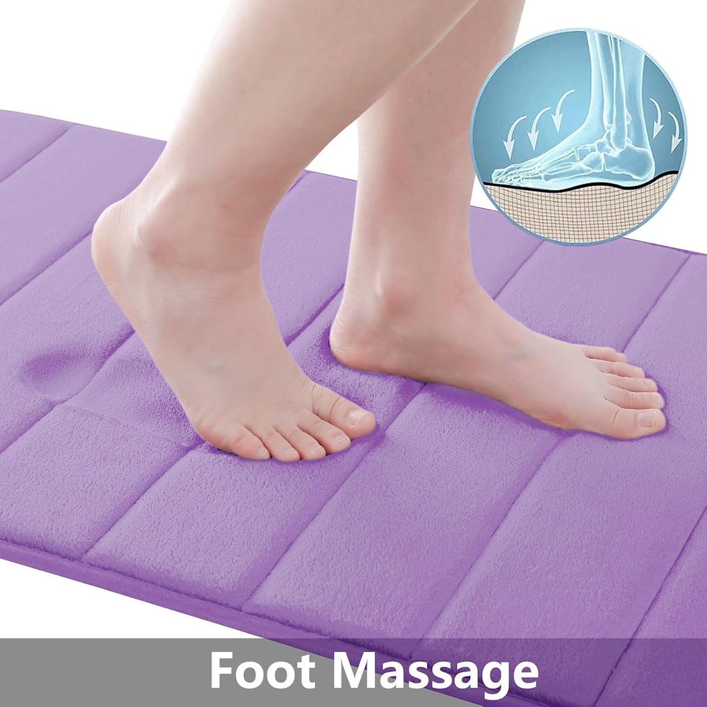Buganda Memory Foam Bath Mat, 35.4" x 24", Ultra Soft and Non-Slip Bathroom Rugs, Water Absorbent and Machine Washable Bath Rug Runner for Bathroom, Shower, and Tub, Lavender