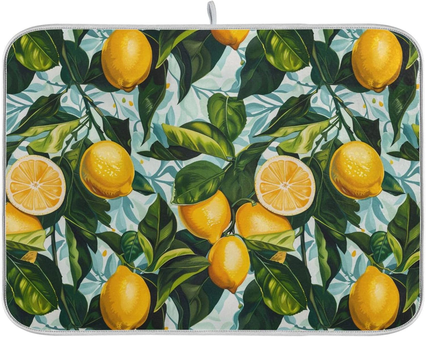 ALAZA Dish Drying Mat, Lemon Leaves Absorbent Dish Drying Pads for Kitchen Countertop 18 x 24 inches