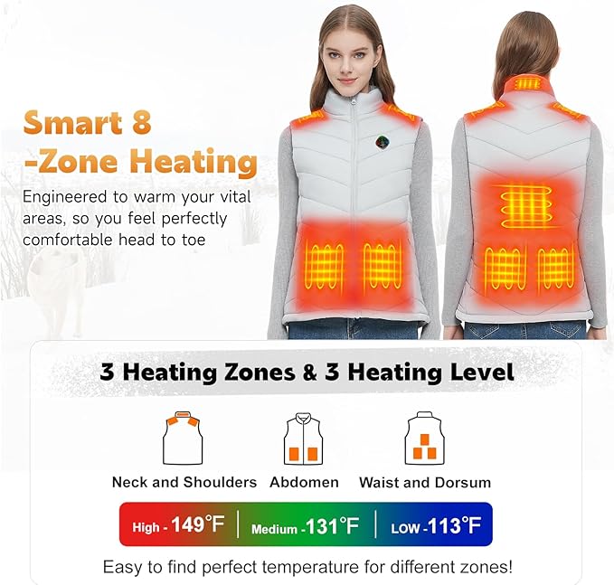 KOVNLO Heated Vest for Women With Battery Pack Included, Smart Button with Light-out Design, Electric Heated Jackets