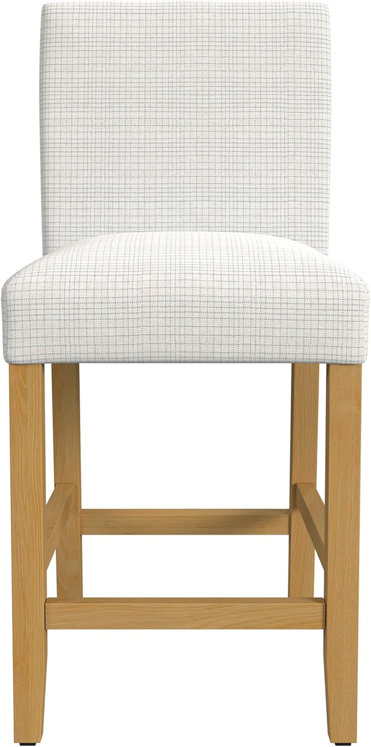 HomePop Home Decor | Classic Counter Height Bar Stools | 24 Inch Bar Stools | Decorative Home Furniture, Cream Grid Pattern