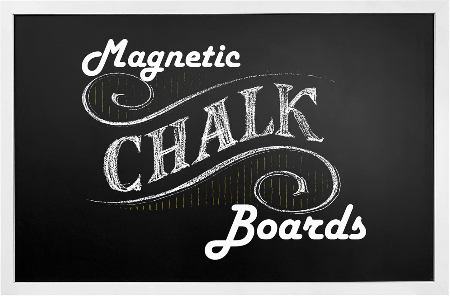Loddie Doddie Magnetic Chalkboard & Magnet Board - 24 x 36 in White Frame - Stain-Resistant Porcelain Enamel Surface - Magnetic Wall Board for Fridge Magnets & Photos