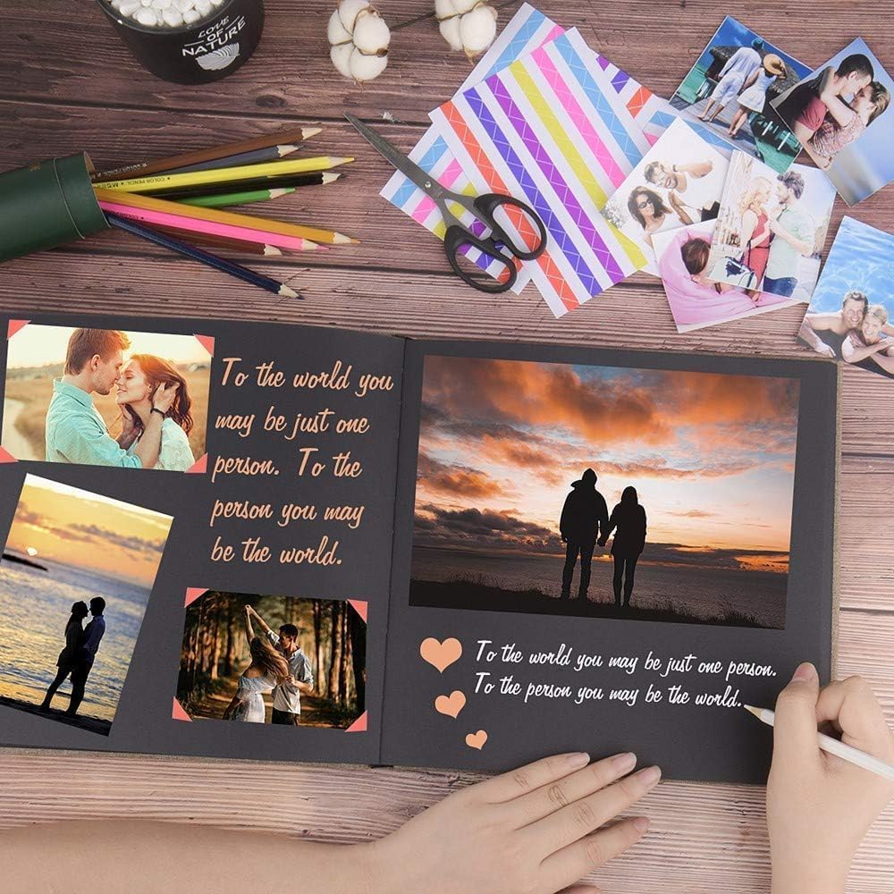 Leather Scrapbook Album DIY Set Scrap Book Album Hardcover Pictures Book 10.5"x10.5",DIY,Handmade for Anniversary,Family Memories,Couples,Friend&Baby,Accommodates 3x5 to 8x10 Photos (Leather-white)
