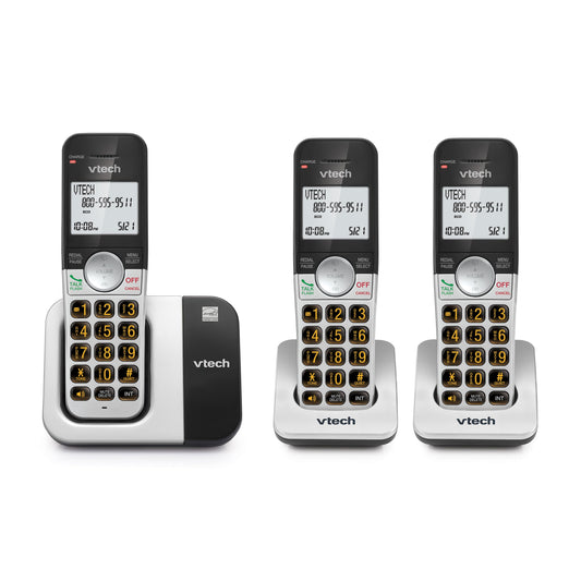 VTech Cordless Phone 3-Handset with Large Display and Big Buttons, DECT 6.0 with Caller ID/Call Waiting, Full Duplex Speakerphon