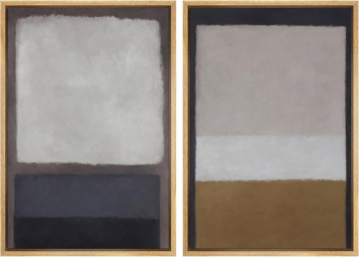 SIGNWIN Framed Canvas Print Wall Art Set Gray Brown Pastel Geometric Color Blocks Abstract Shapes Illustrations Art Contemporary Decorative for Living Room, Bedroom, Office - 16"x24"x2 Natural