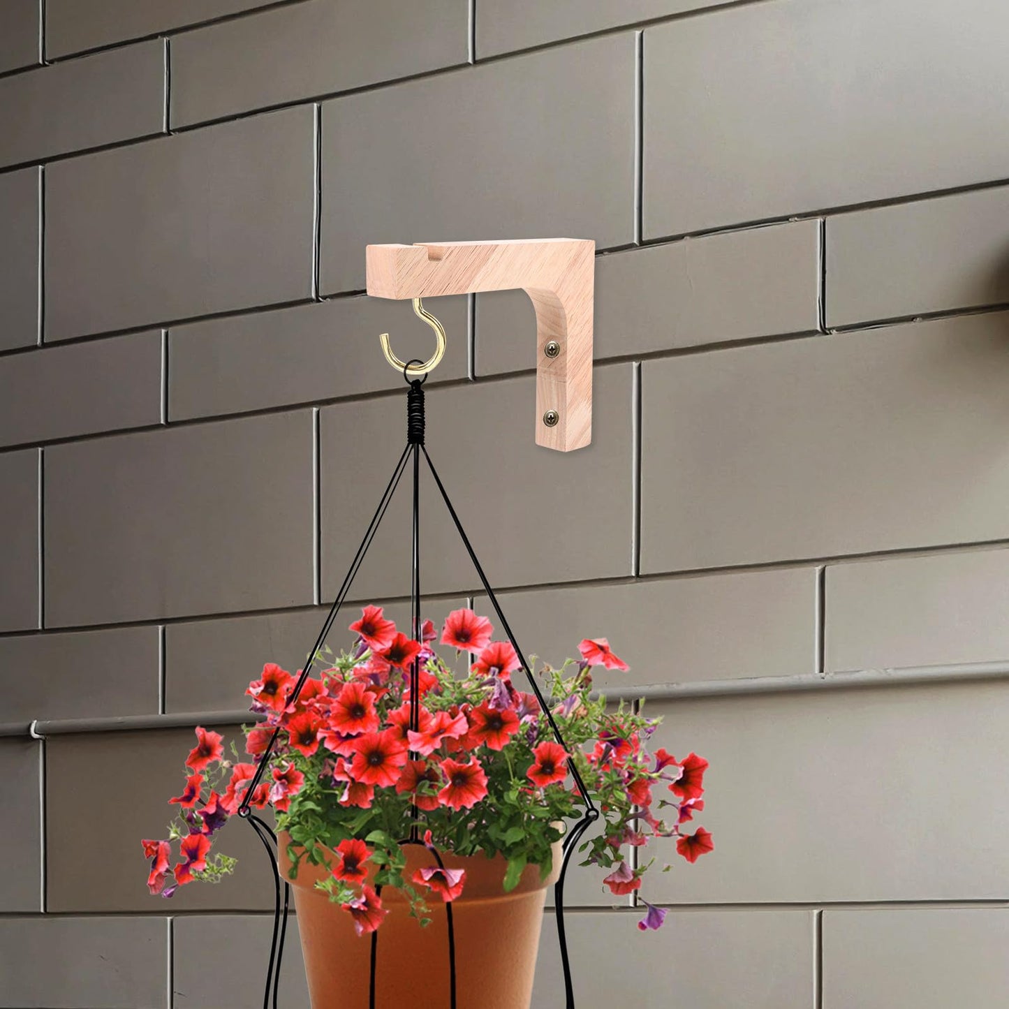 FENICAL 2pcs Wooden Plant Hangers Heavy-Duty Wall Hooks for Indoor and Outdoor Hanging Plants Natural Wood Hanging Bracket Supports Flowerpots Ceiling and Wall Mounted