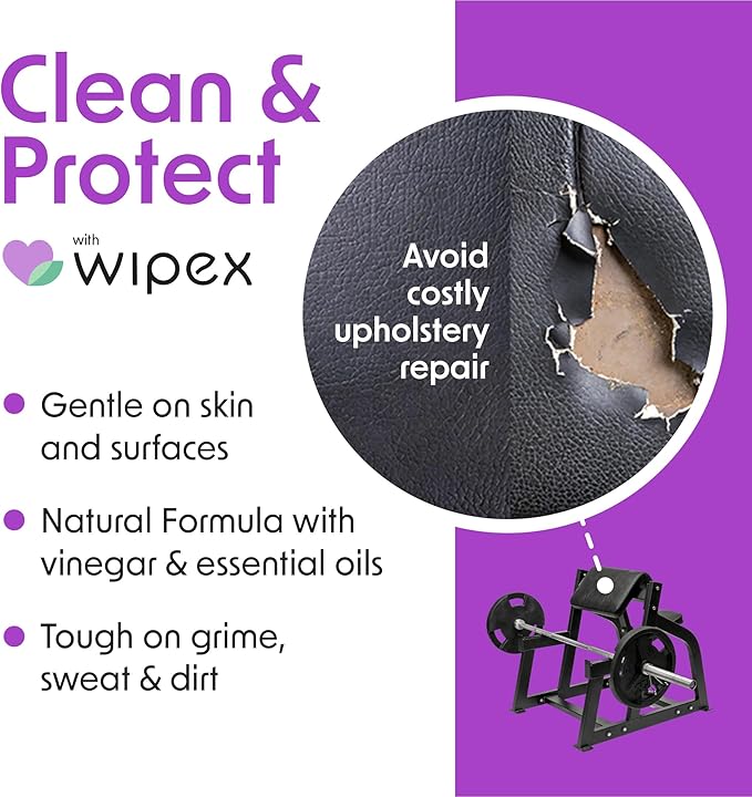Wipex Gym Wipes – Natural Fitness Equipment Wipes, Plant-Based Cloth - Lavender & Vinegar to Clean Surfaces, Safe Yoga Mat Cleaner, All Purpose Gym Cleaner, Peloton Bikes, 400 Count (2 Pk)