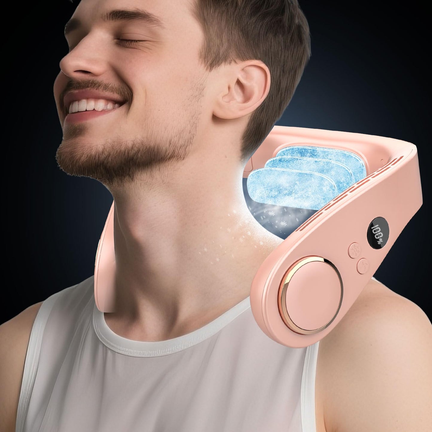 Neck Fans that Blow Cold Air,Neck Air Conditioner Rechargeable Battery Powered Neck Fan,Cordless Leafless Quiet Face Portable Fa