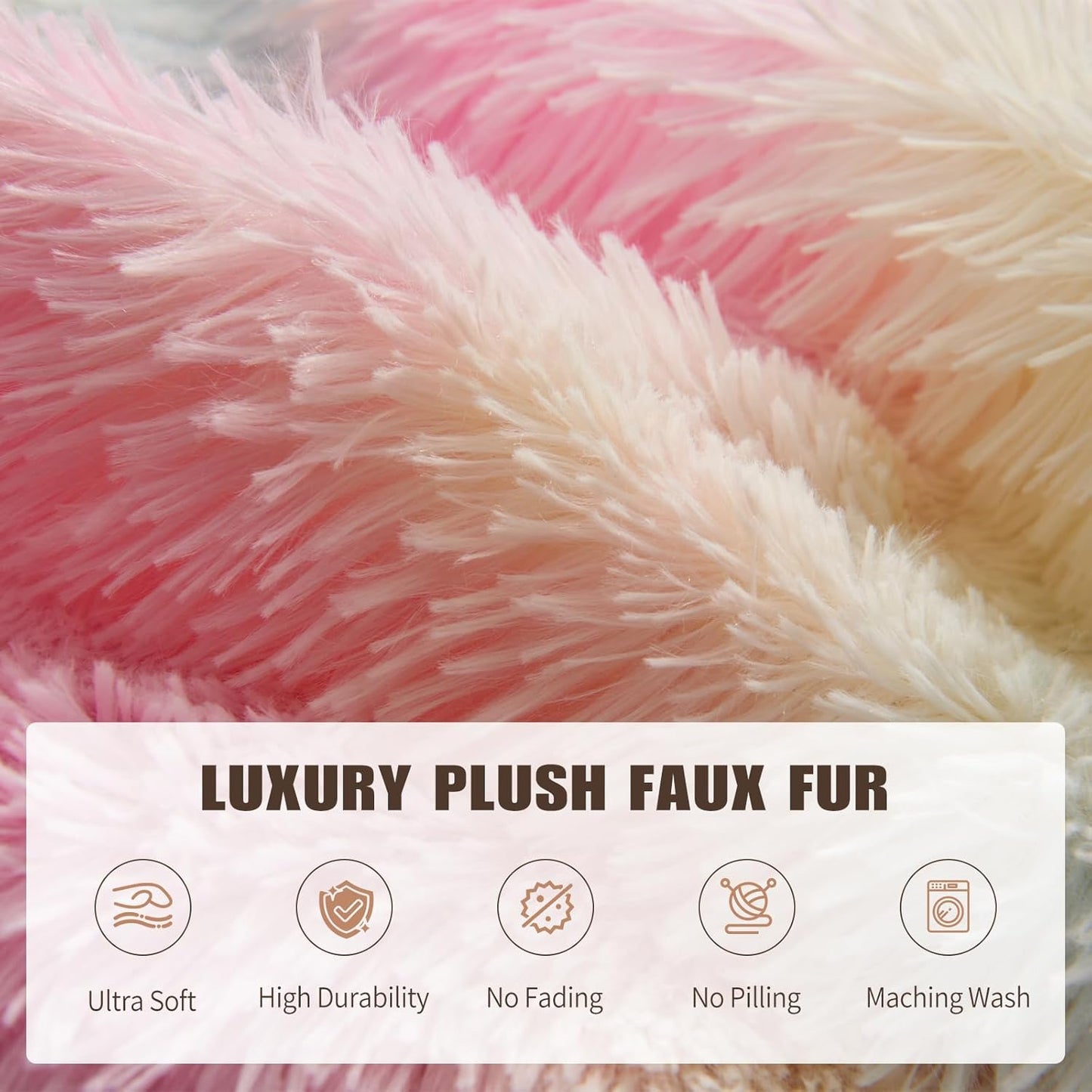 5FT Rainbow Bean Bag Chair Cover for Stuffed Animals Storage, Gaint Faux Fur Washable Bean Bag Covers(No Filler) for Textile Plush Toys, Colorful Beanbag Chair Cover for Adults Teens girl gifts