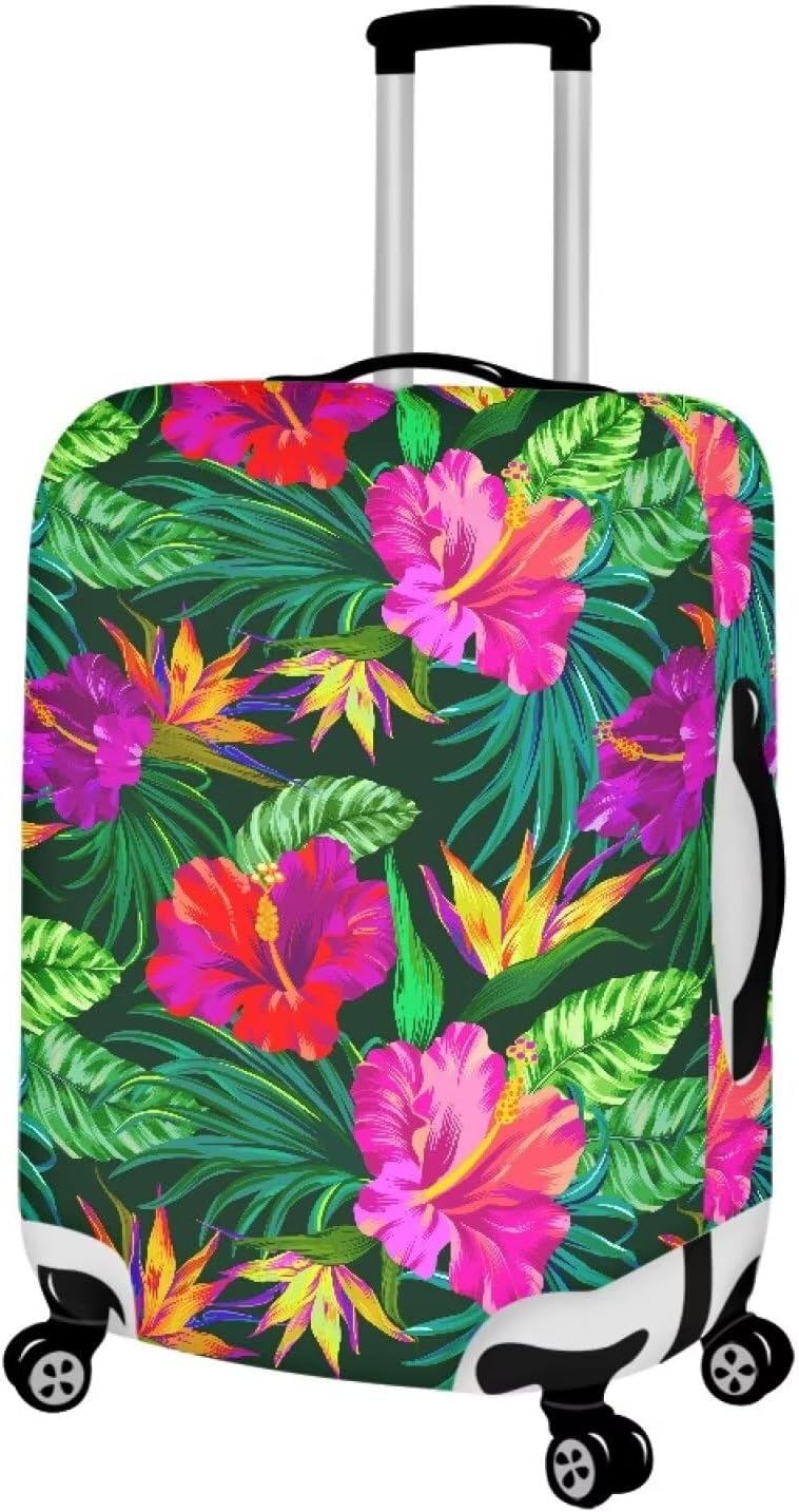 Tropical Floral Leaf Print Suitcase Cover Womens Travel Luggage Protector Cover Suitcase Baggage Decoraitve Covers for 18-21 inches