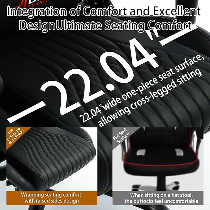 Video Game Chair Ergonomic Comfortable Gaming Office Chair Height-Adjustable with a 360° Swivel Base and Headrest(1002-Black)