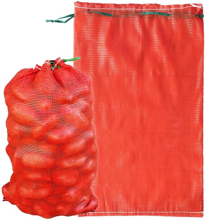 50pcs Extra Large Mesh Produce Bags 60 lbs Reusable Onion Sacks Vegetable Storage Bags Washable Net Bag 21” x 32” for Onion Potato Firewood Crawfish, Pack of 50